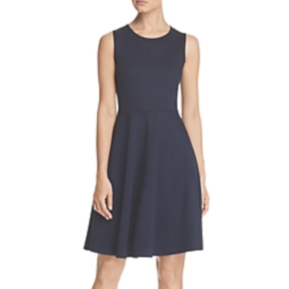 T TAHARI Ponte Fit-and-flare Dress In Navy